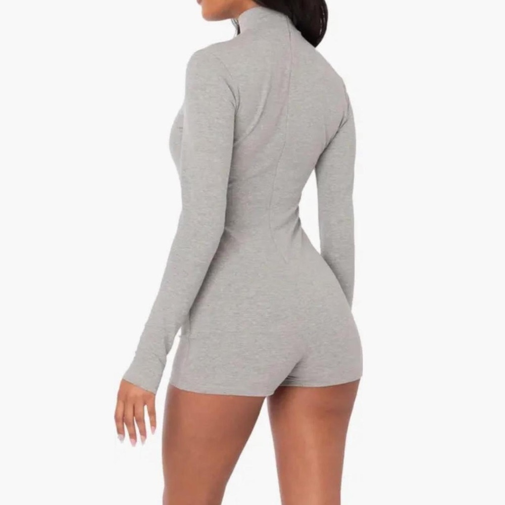 Gray Long Sleeve Romper